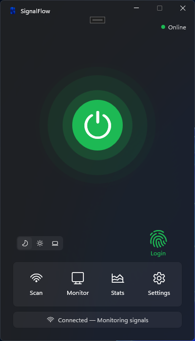 SignalFlow Windows App main dashboard