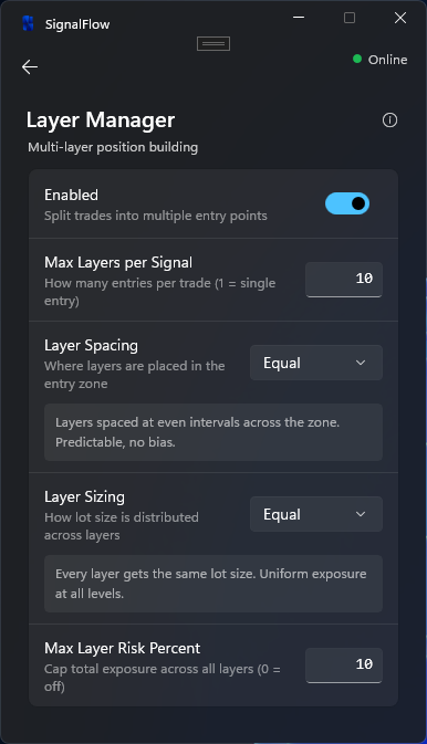 SignalFlow Windows App layer entry settings